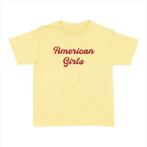 Ladies Pop-Inspired Concert T-Shirt | Yellow Baby Tee | "American Girls" Red Print