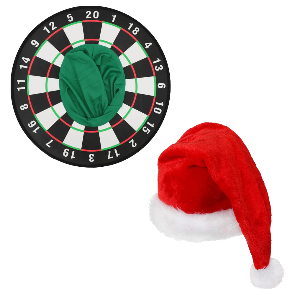 Adults Dartboard & Deluxe Santa Hat Set