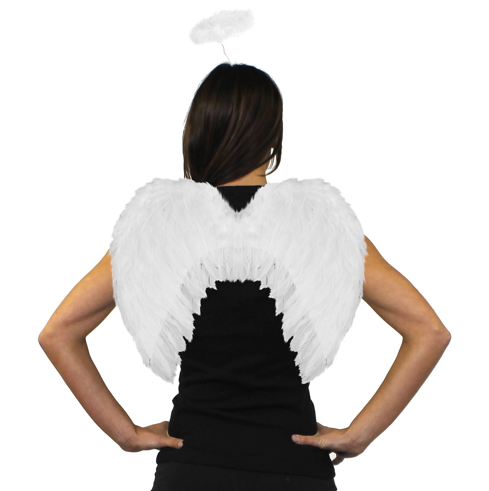 Ladies White Angel Wings and Halo Headband Set