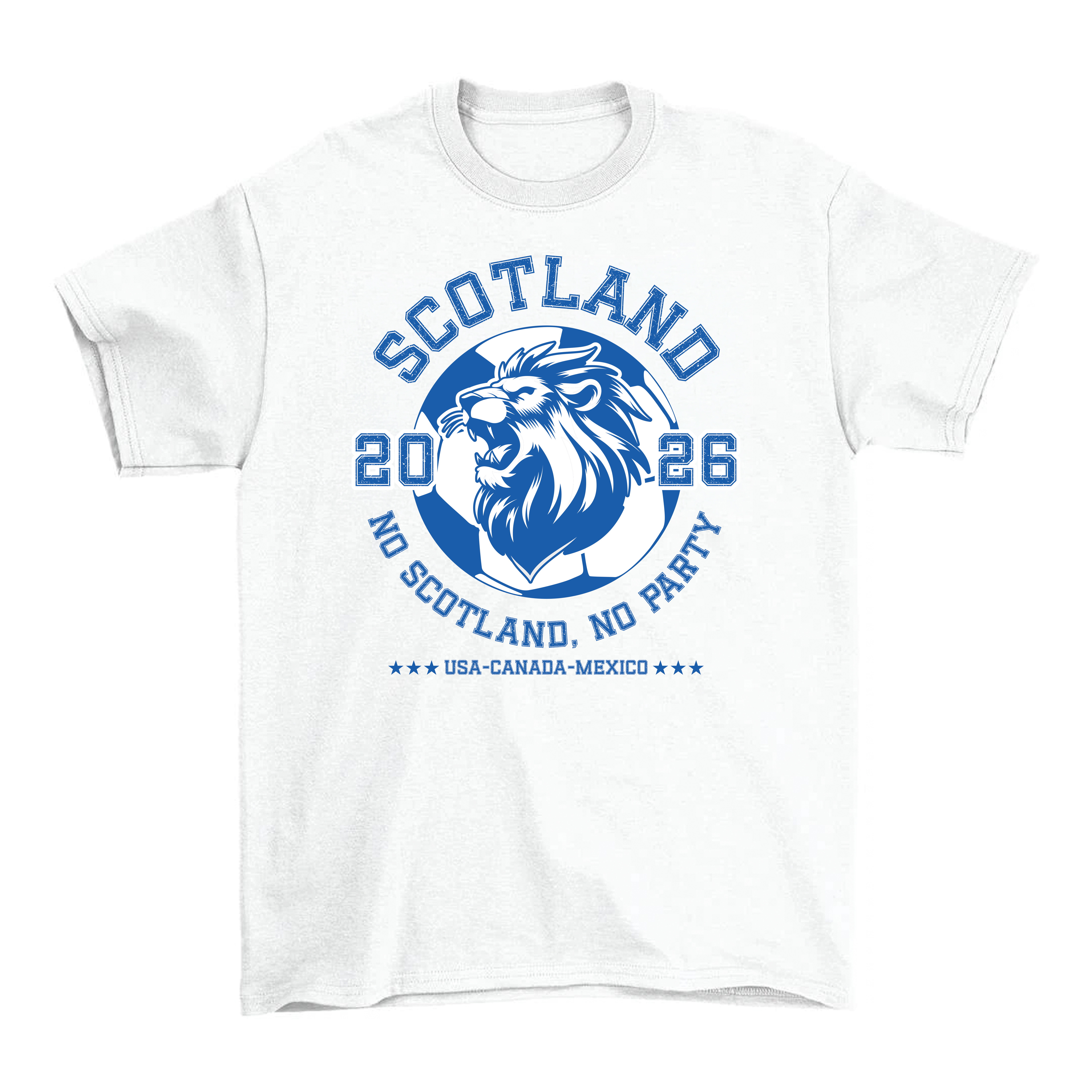 Kids Scotland T-Shirt | Boys & Girls Blue Scottish Lion Print Football Tee | 100% Cotton