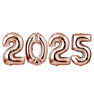 34" Giant Foil Rose Gold 2025 New Years Balloon Set
