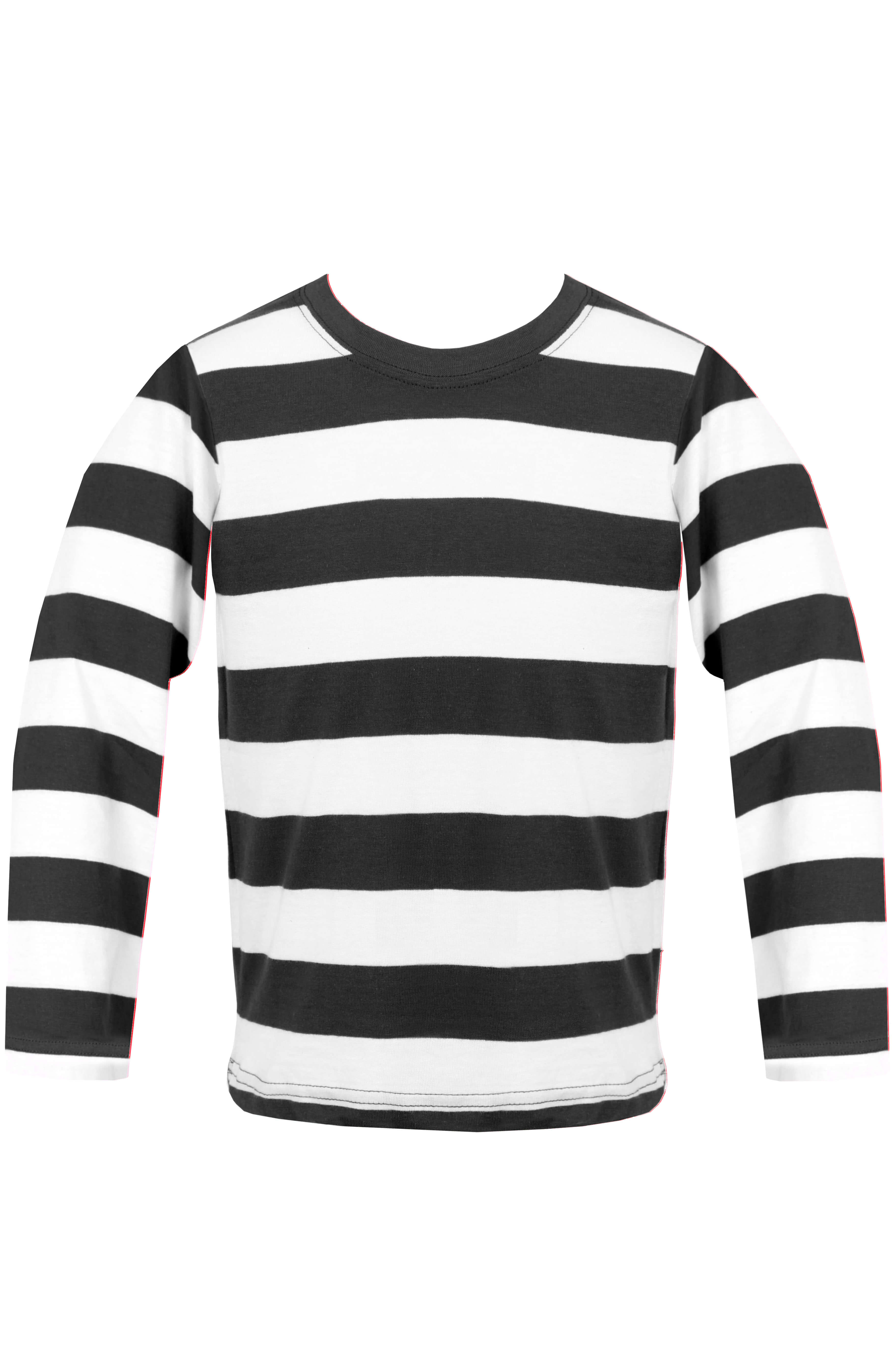 Childs Black and White Striped Long Sleeve Top