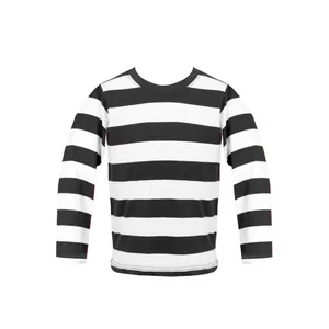 Childs Black and White Striped Long Sleeve Top