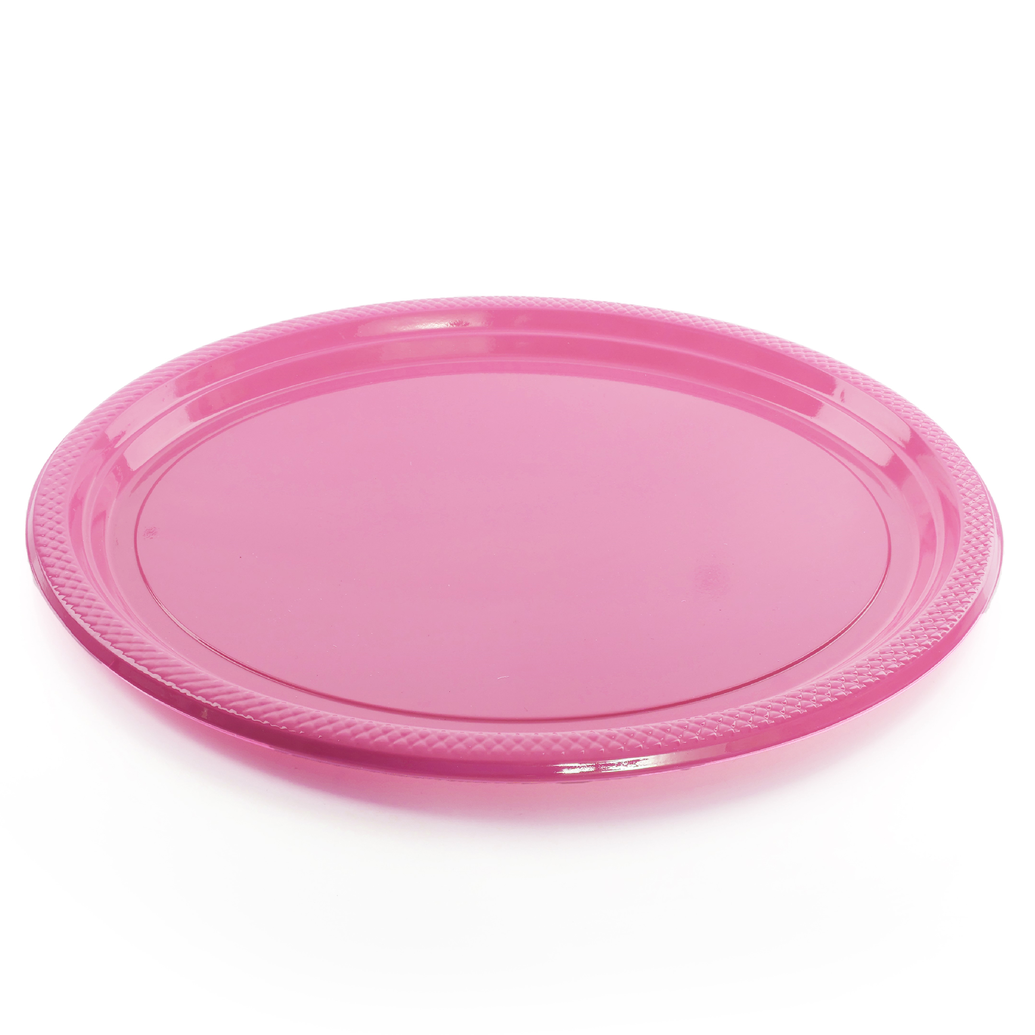 12" Hot Pink Oval Plates - Pack of 25