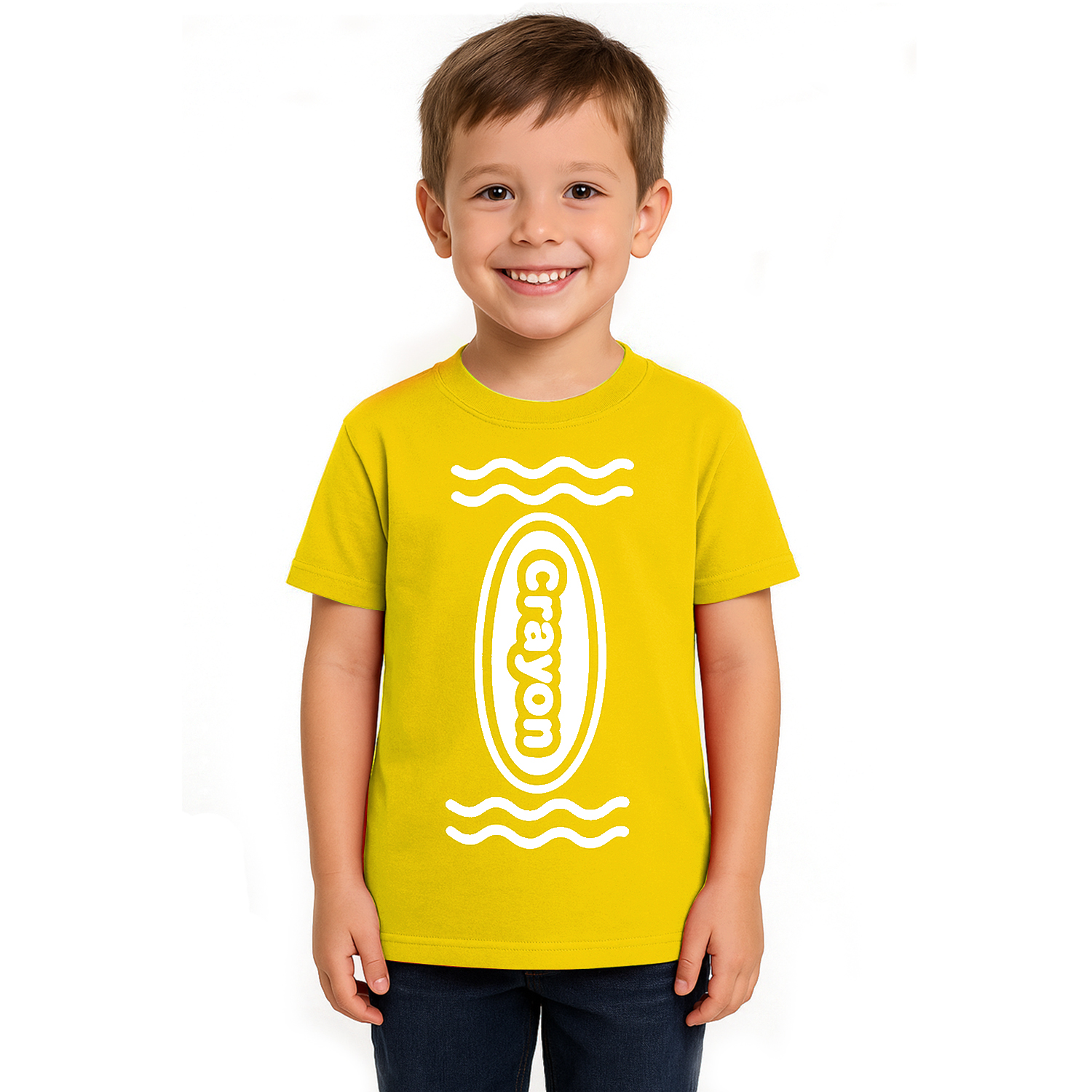 Boy's Yellow Crayon T-Shirt – Fun Kids Costume Top for Parties, Dress-Up & School Events