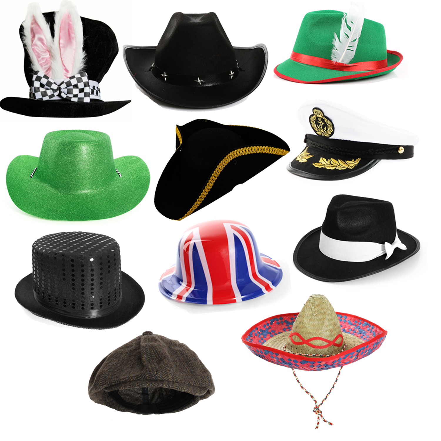 Pack Of 11 Party Photo Booth Prop Hats
