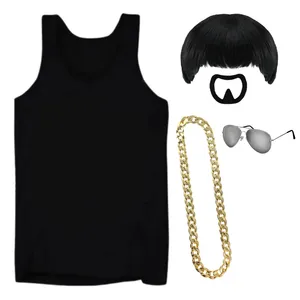 Ibiza Final Boss Costume Set | 5 Pcs | Vest, Wig, Chain, Aviator Sunglasses & Goatee