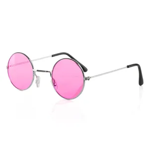 Circular Glasses with Pink Lens
