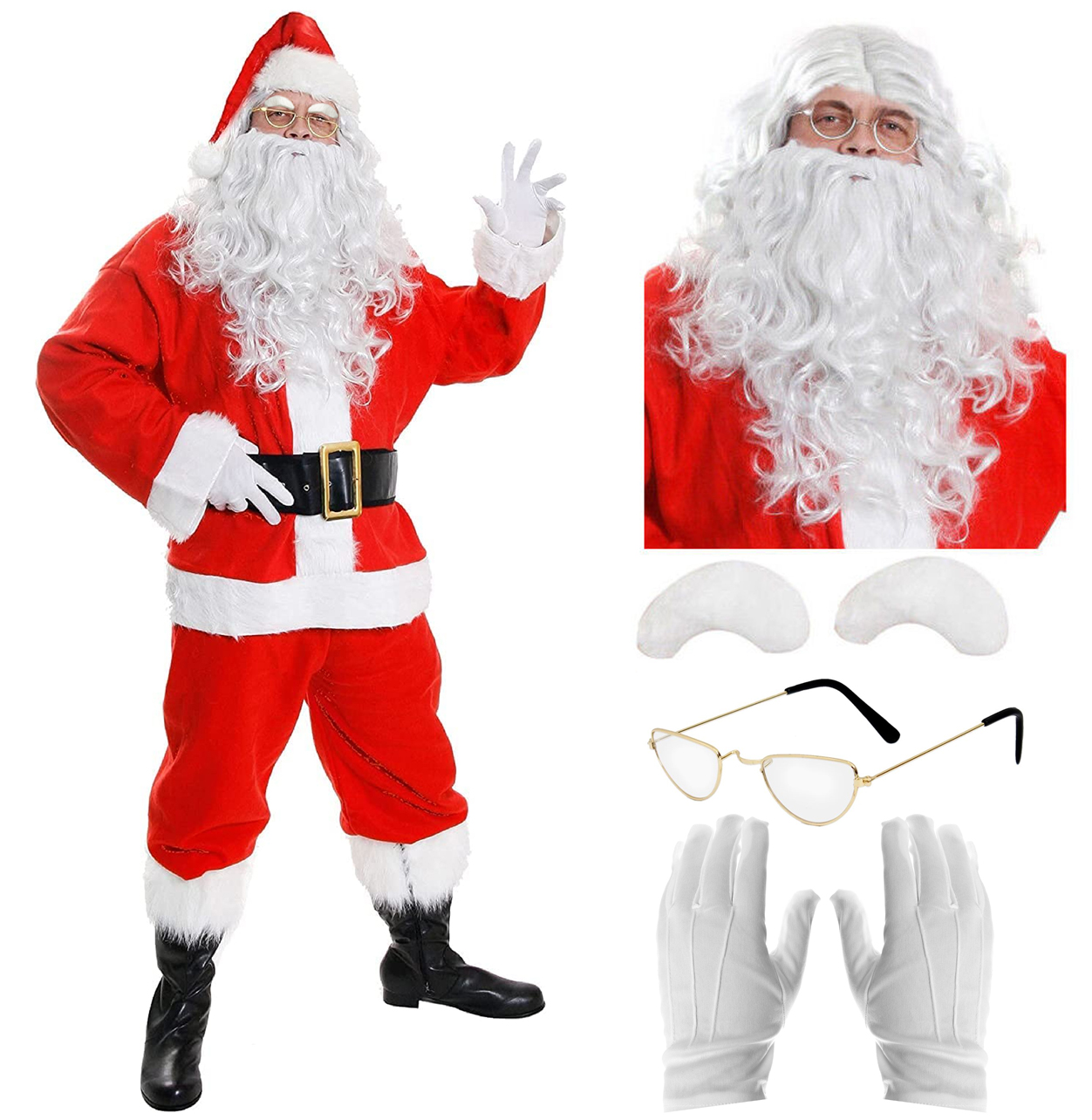 10 Piece Santa Costume Set