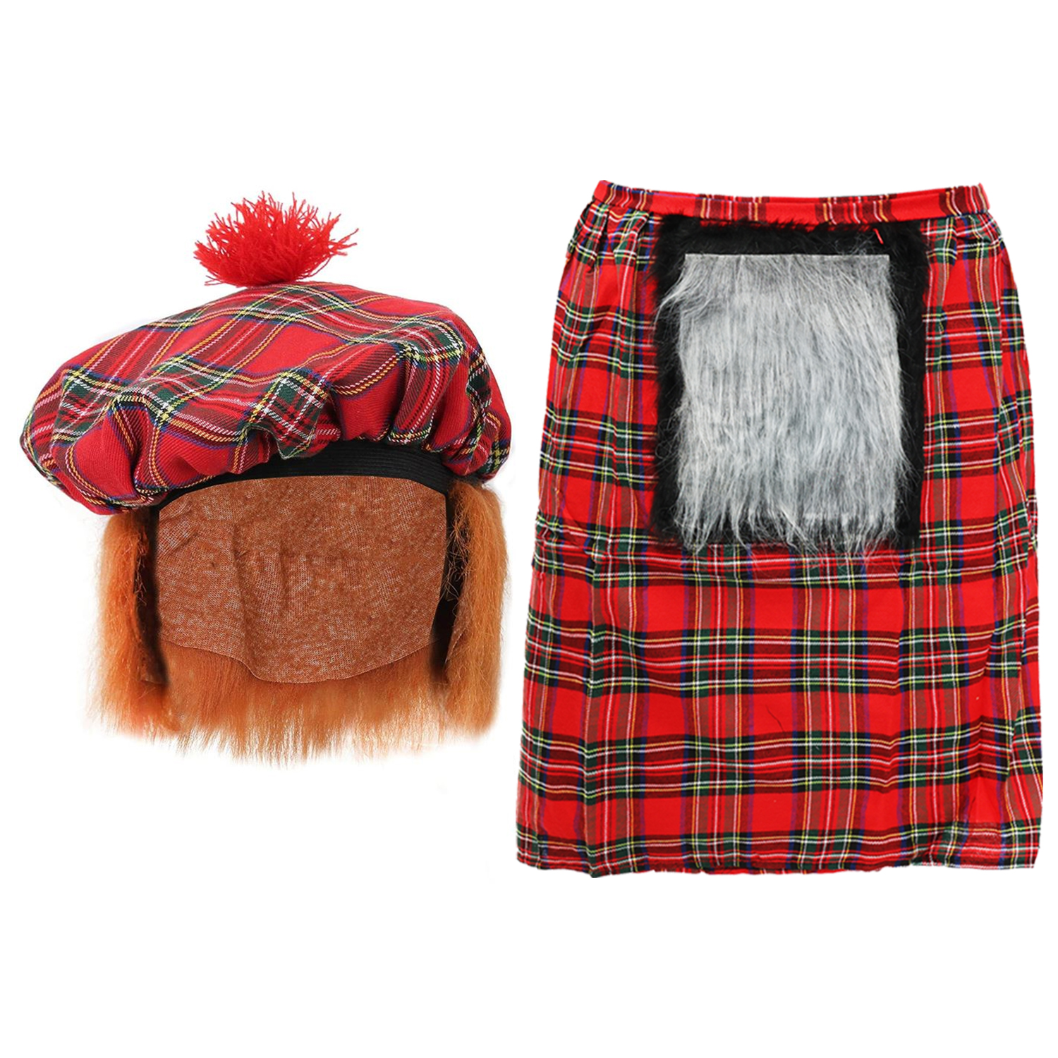 Scottish Tartan Kilt with Sporran & Tam O Shanter