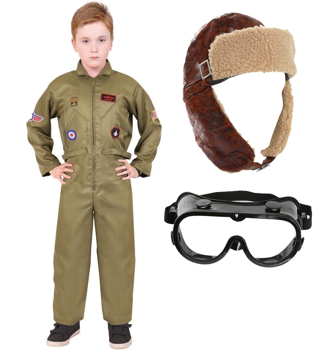 Childs Pilot Costume with Hat & Goggles