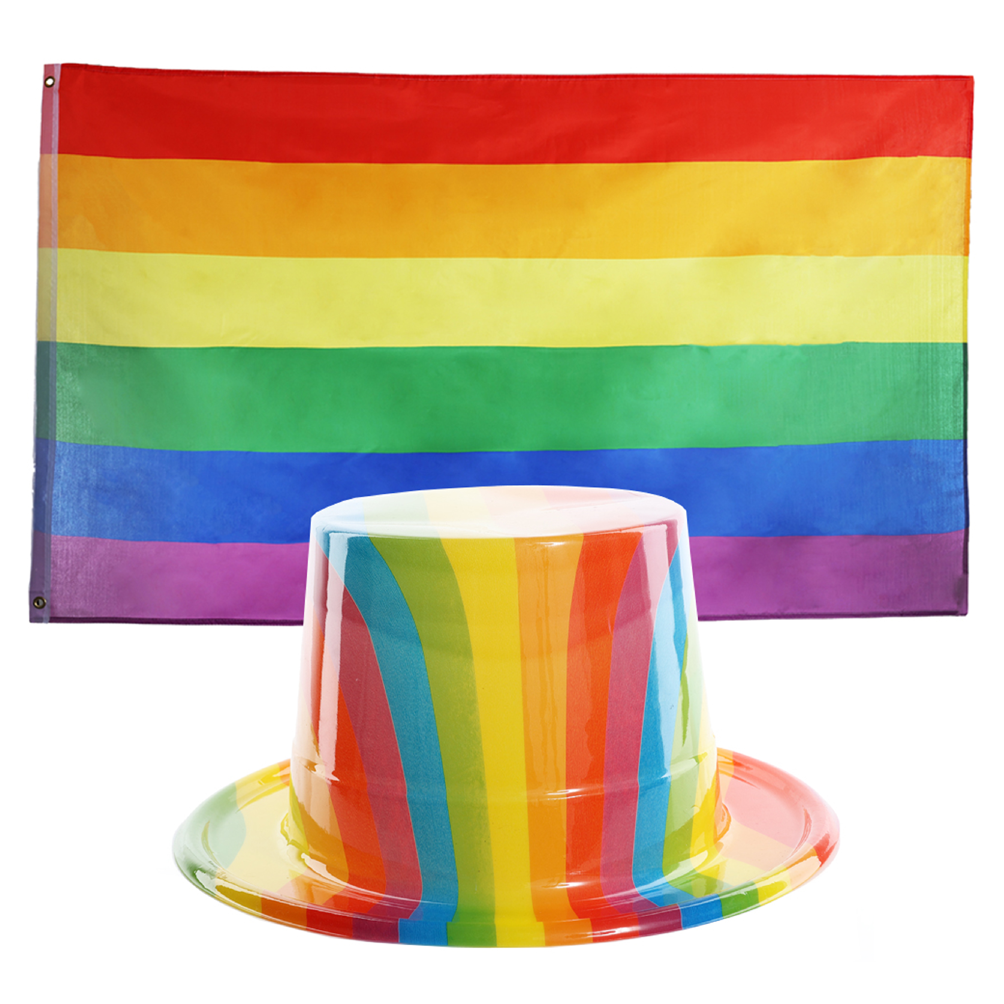 Pride Set - 5ft X 3ft Flag & Plastic Top Hat