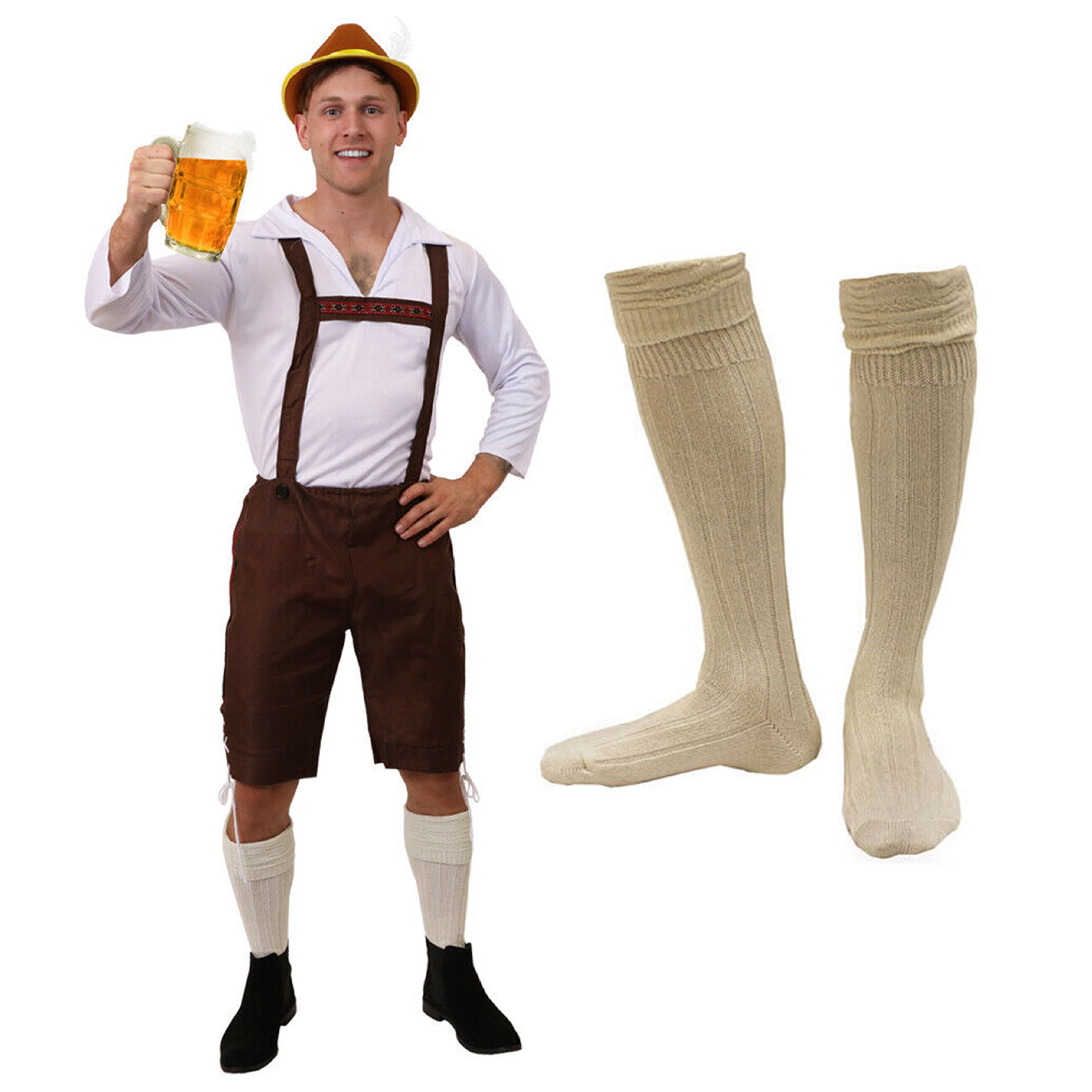 Mens Brown Bavarian Costume with Socks