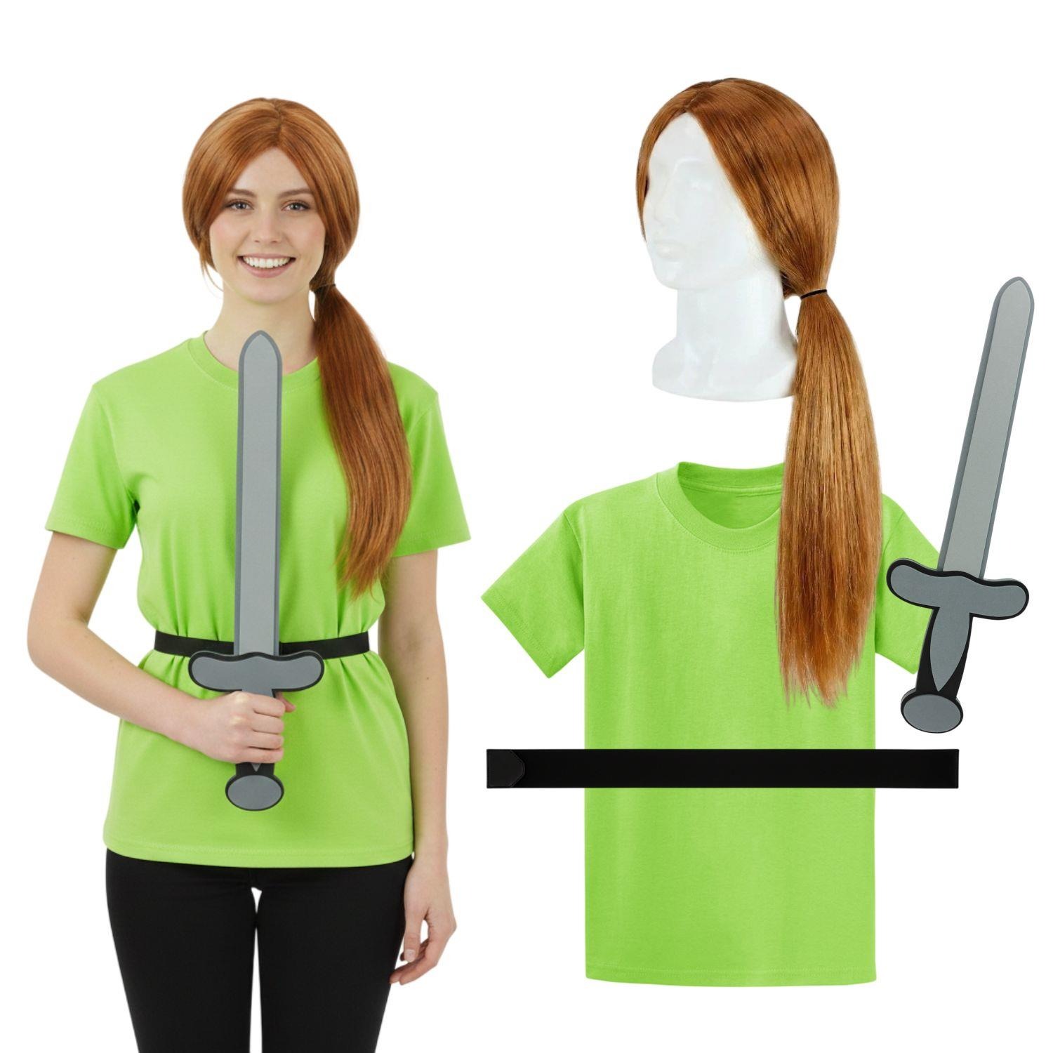 Ladies Alex Costume | 4 Pcs | T-Shirt, Wig, Belt & Sword