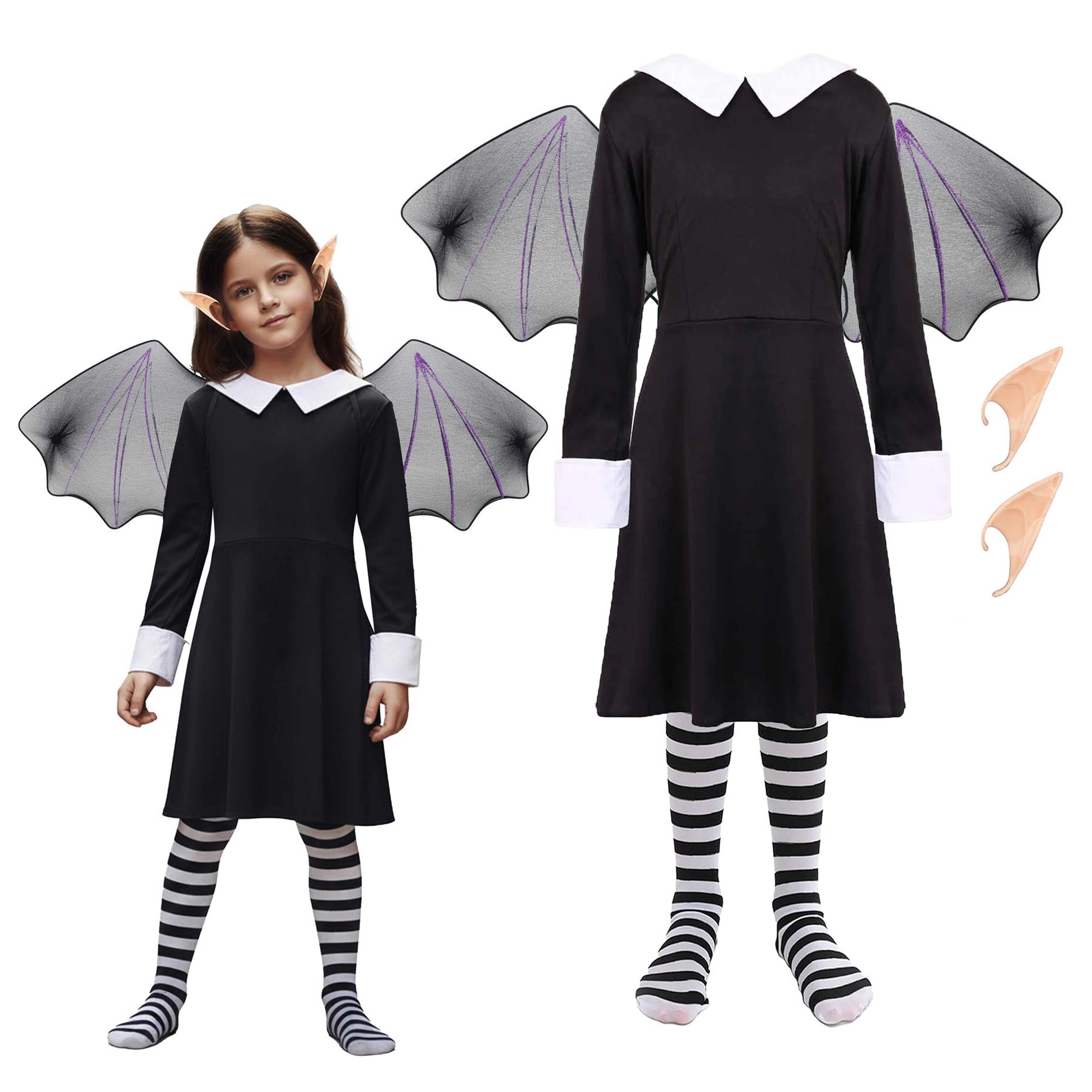 Girls Isadora Costume | 4 Pcs | Dress, Bat Wings, Ears & Tights