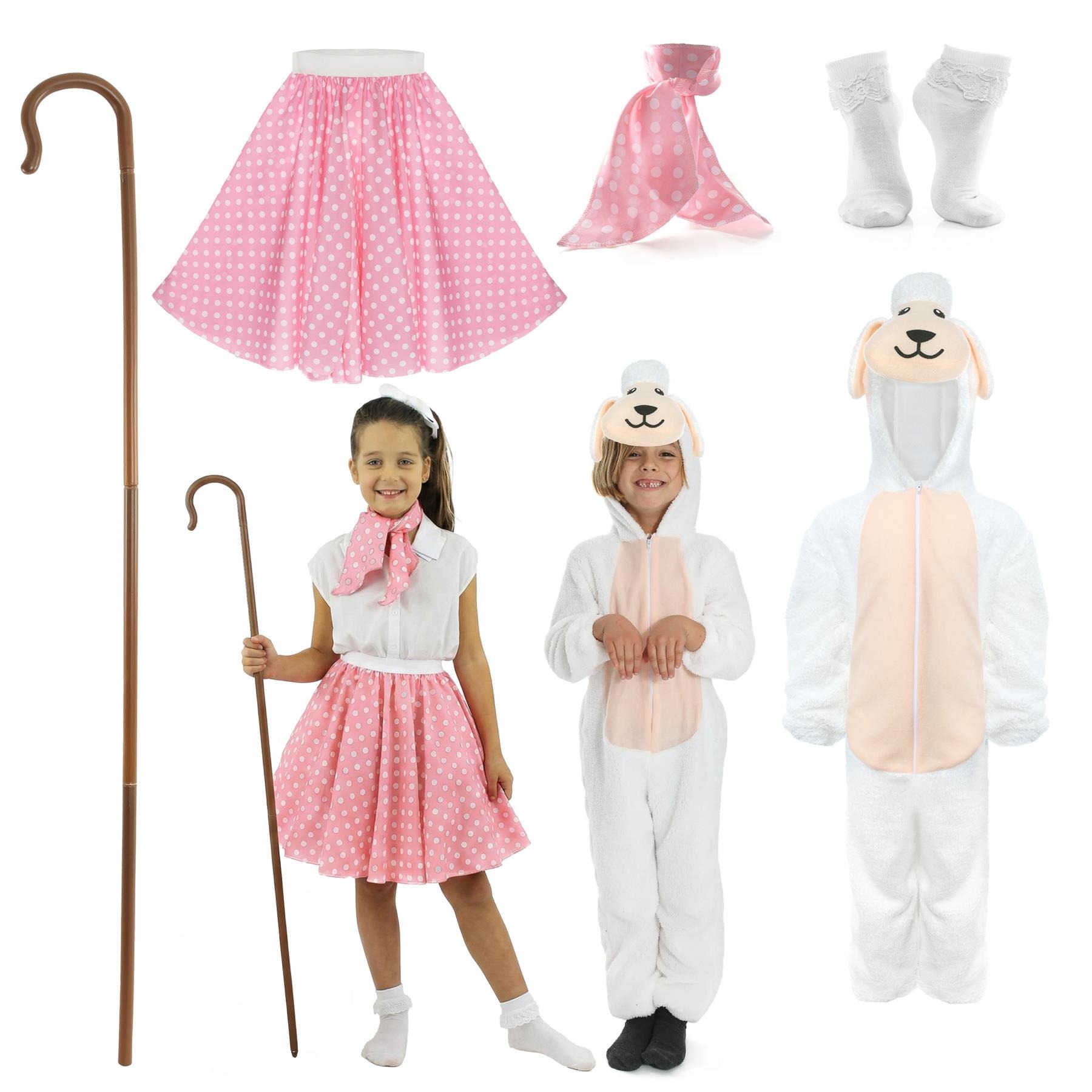Kids Little Bo Peep & Sheep Couples Costume | 5 Pcs