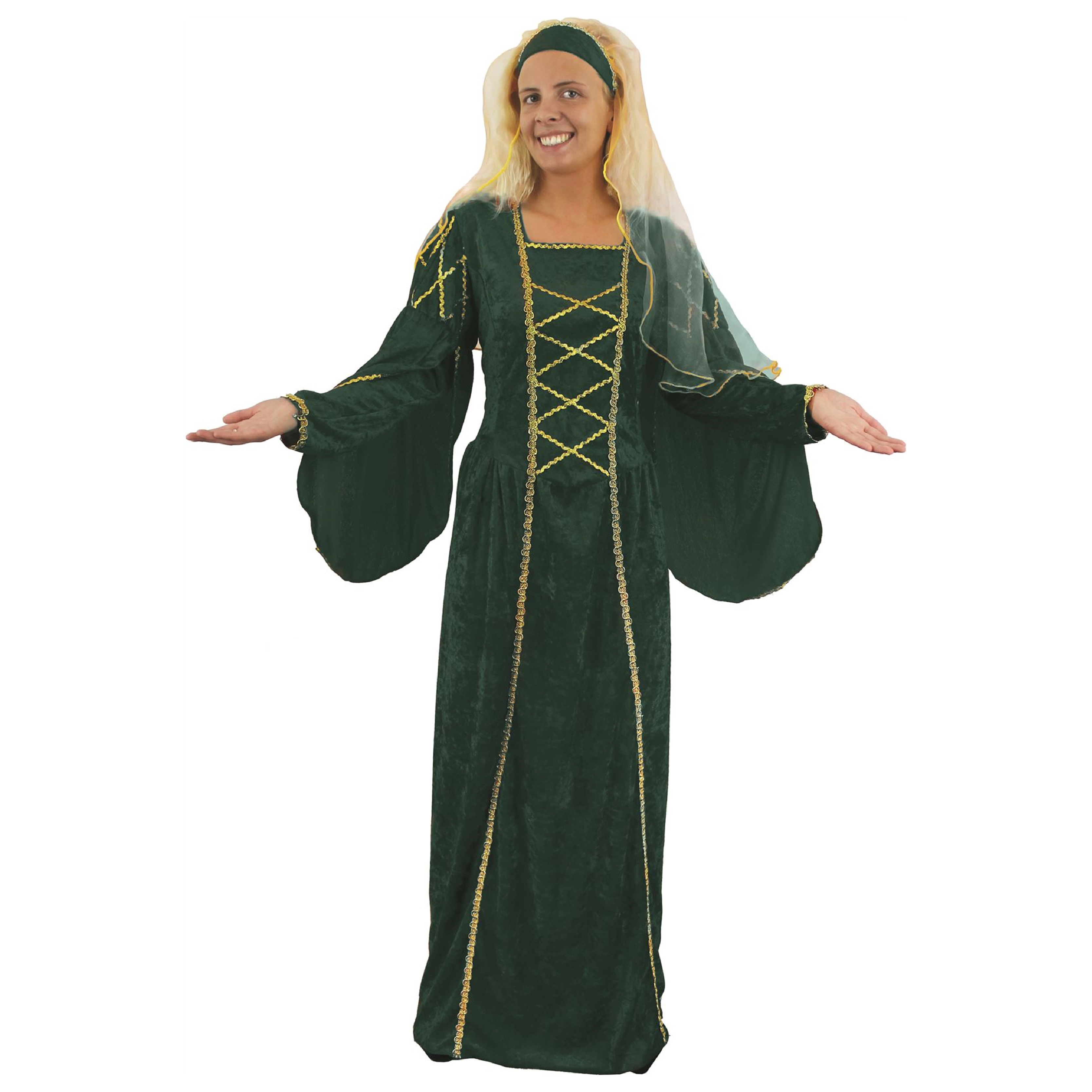 Ladies Past Times Queen Costume -  Green
