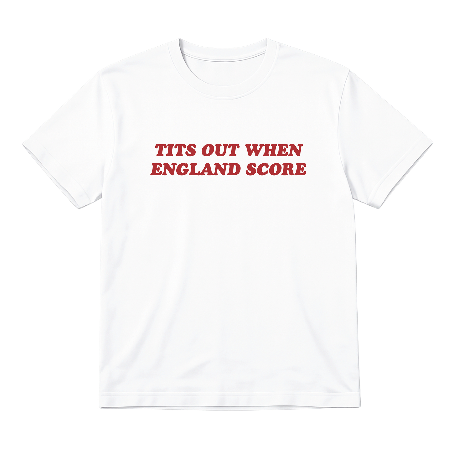 Ladies “Tits Out When England Score” Baby Tee | Women’s Funny Football Supporter Tee | White Slogan Top