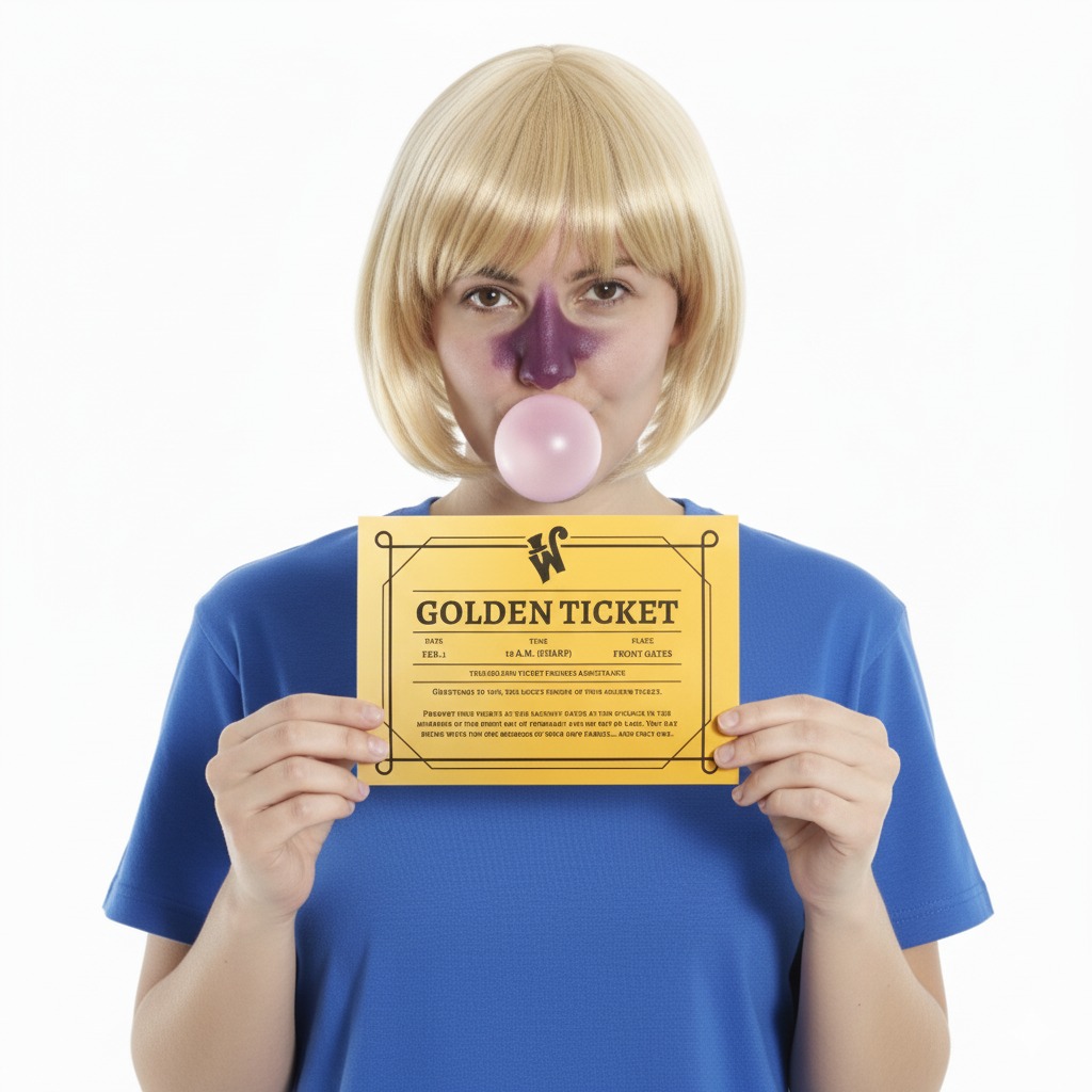 Kids Blue Golden Ticket Winner Set with Ticket