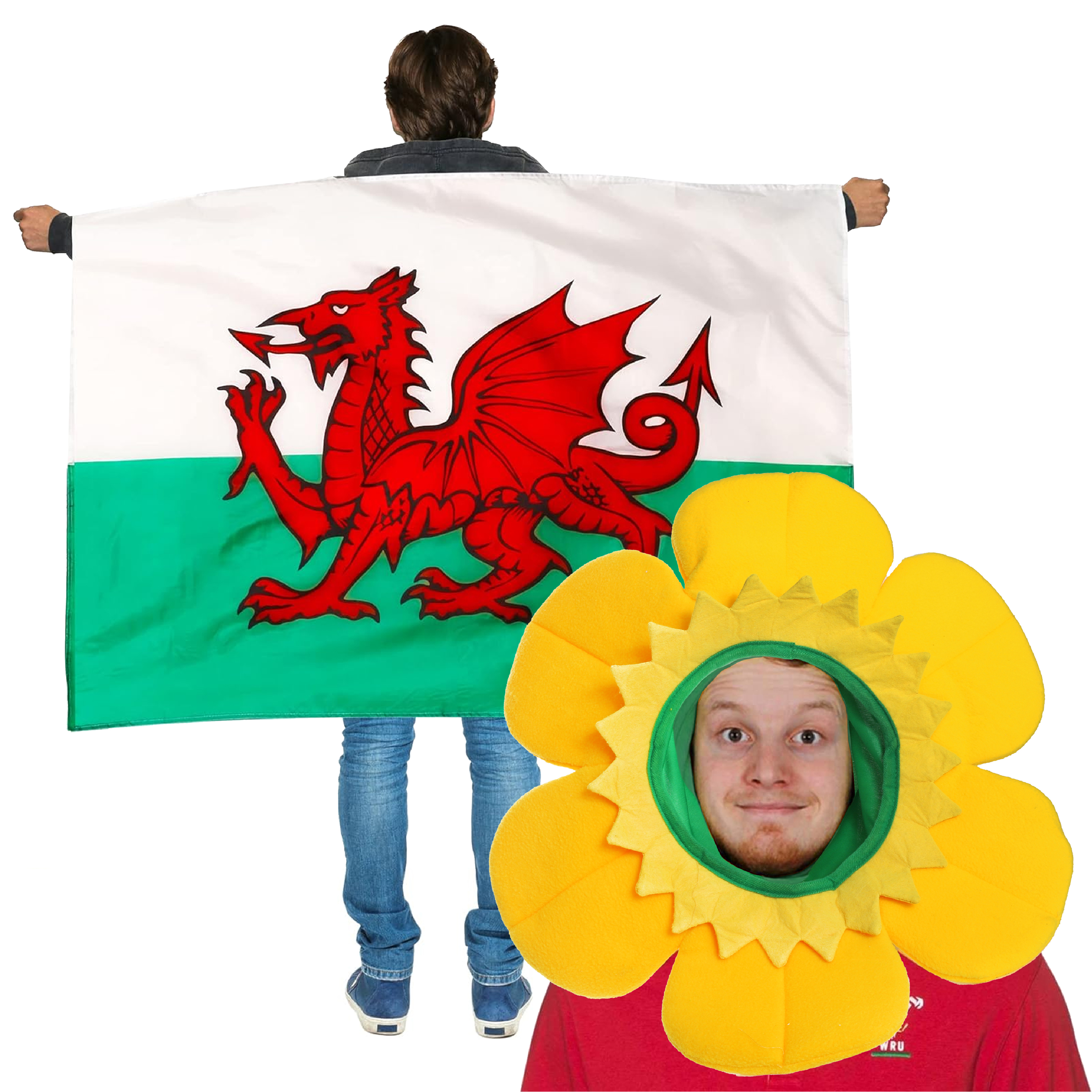 Wales Wearable Cape Flag & Daffodil Hat
