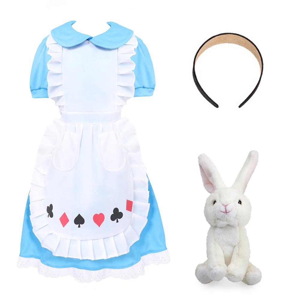Girls Alice Costume | 3 Pcs | Dress, Headband & Rabbit