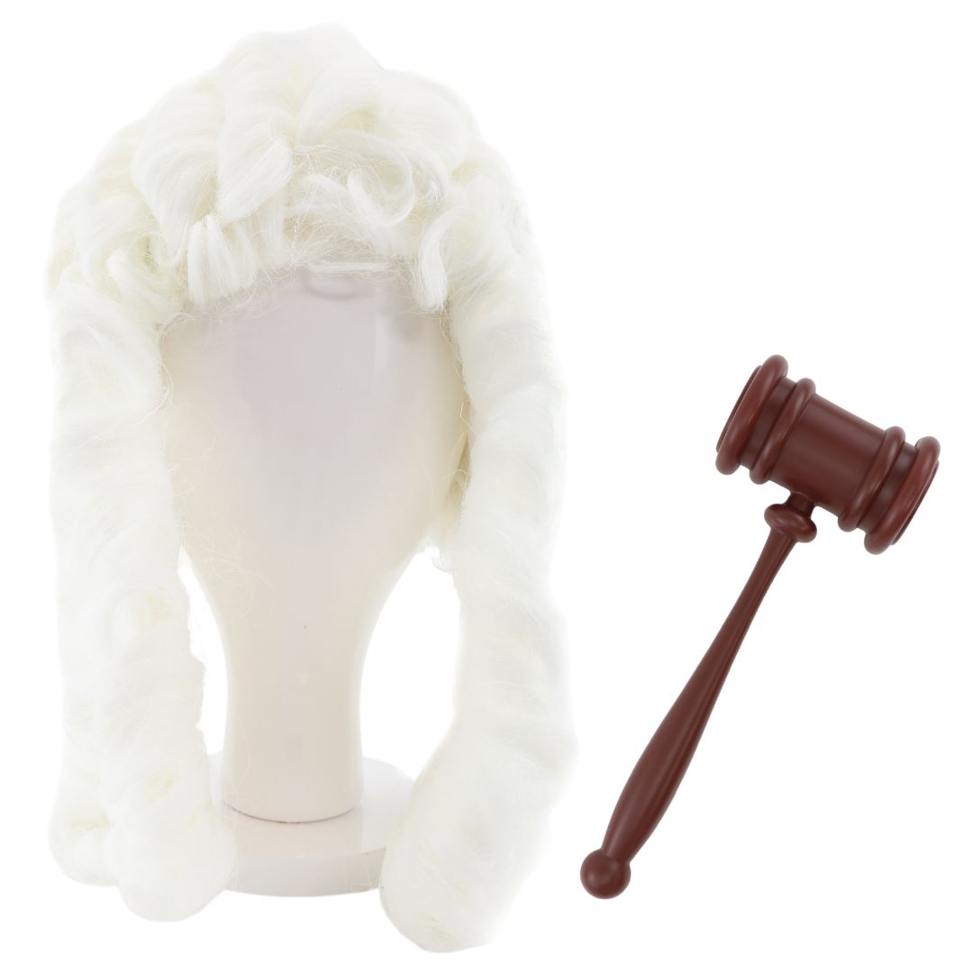 Adults Judge Accessory Set | 2 Pcs | Wig & Gavel
