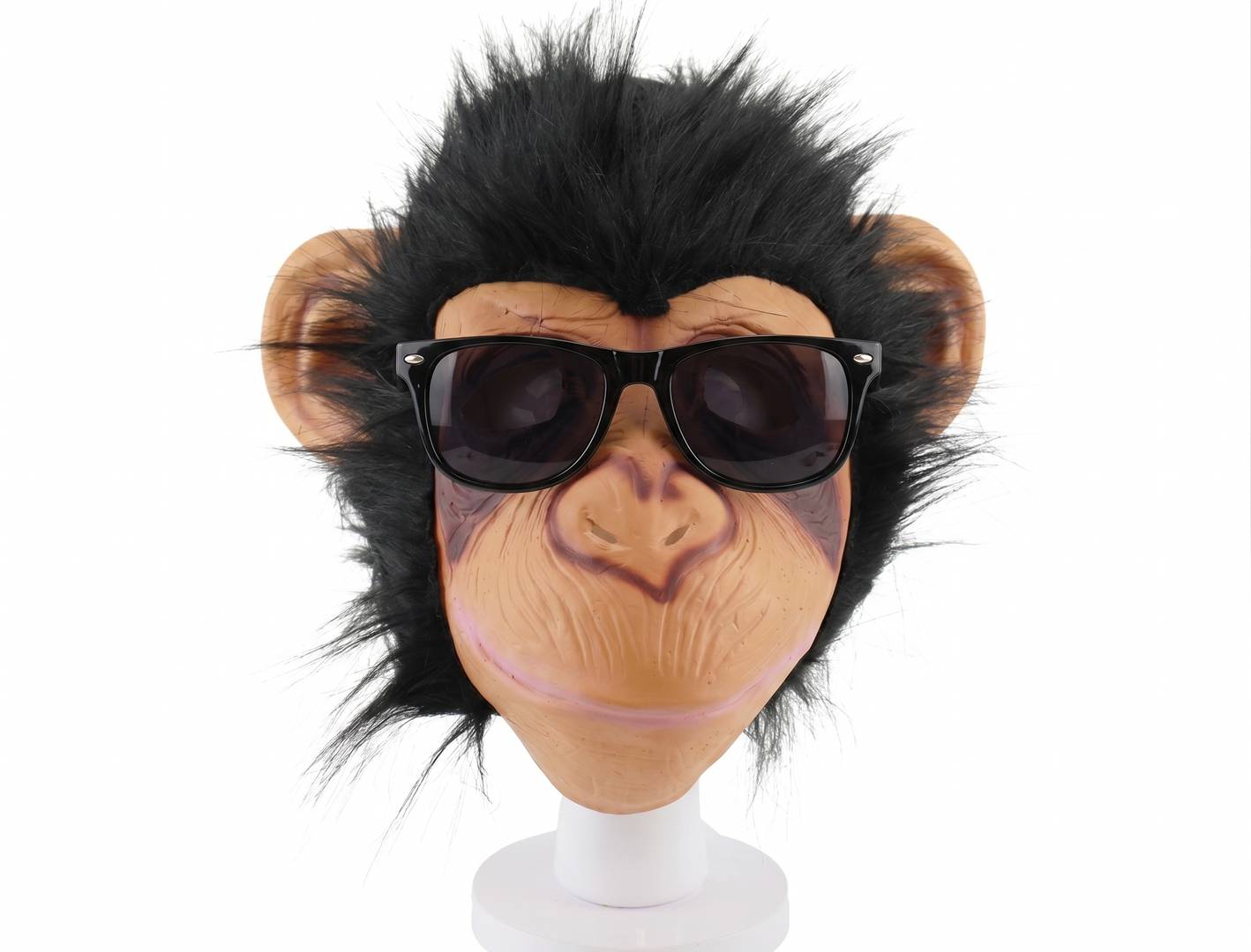 Adults Monkey Face Mask & Sunglasses | Full Overhead Latex Animal Mask