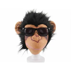 Adults Monkey Face Mask & Sunglasses | Full Overhead Latex Animal Mask