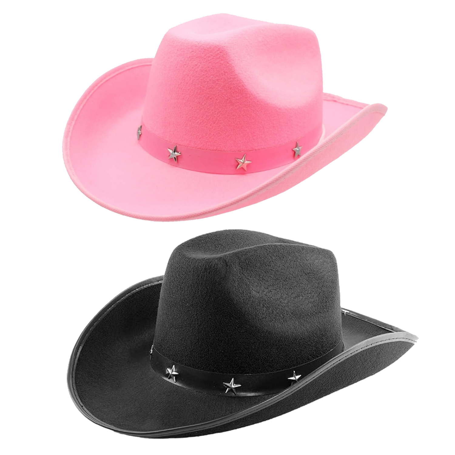 Black & Pink Star Studded Cowboy Hat Set