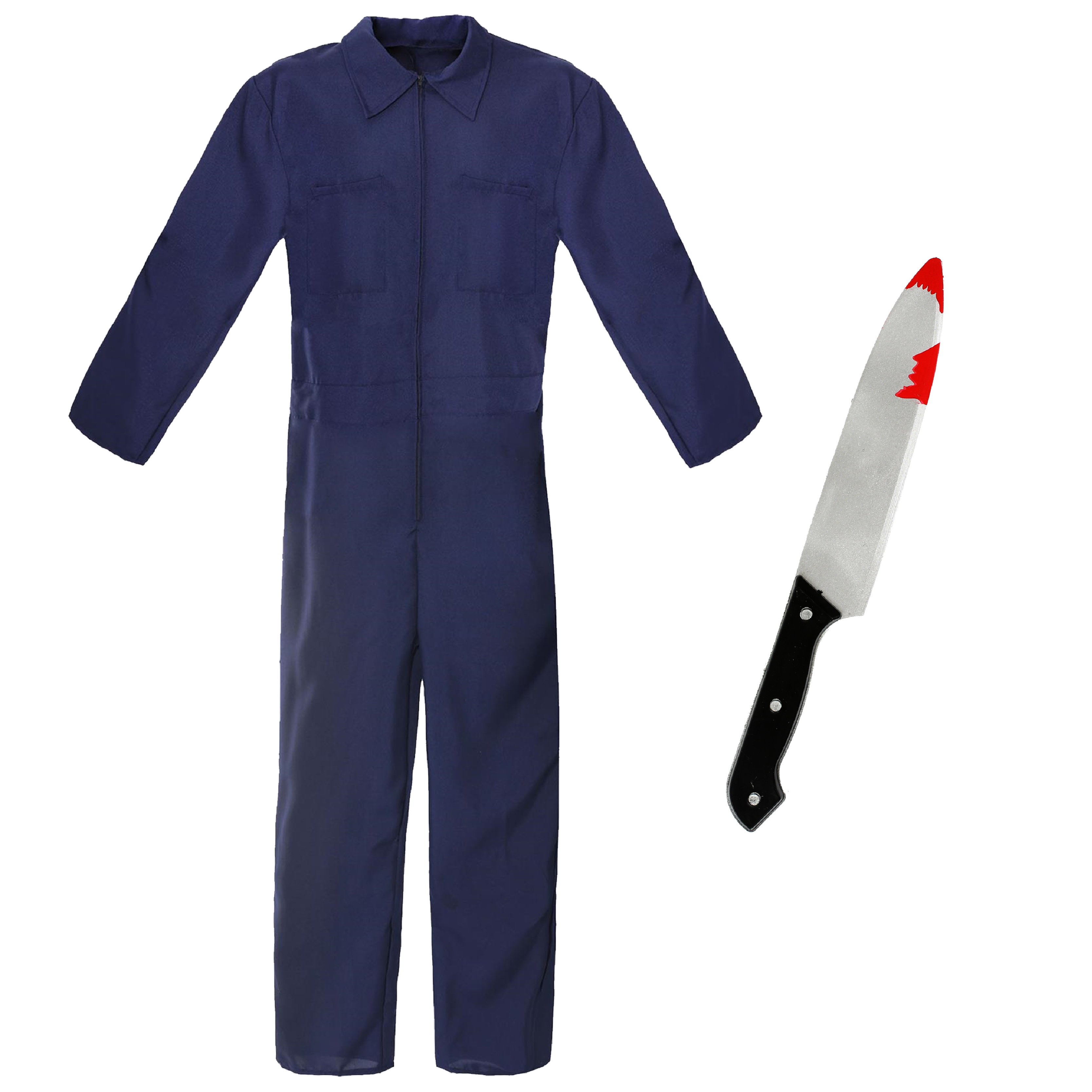 Adults Navy Jumpsuit Costume & Plastic Knife