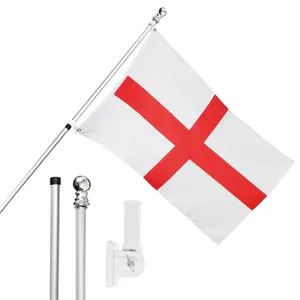 Large 5ft X 3ft England Flag with 6ft Pole & Wall Bracket
