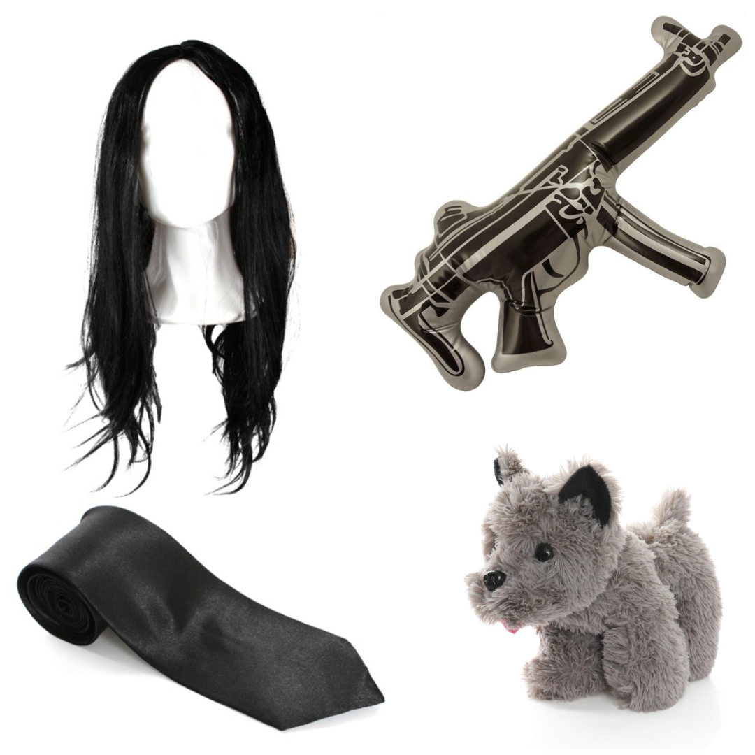 Retired Hitman Accessory Set | 4 Pcs | Tie, Wig, Dog & Inflatable Gun