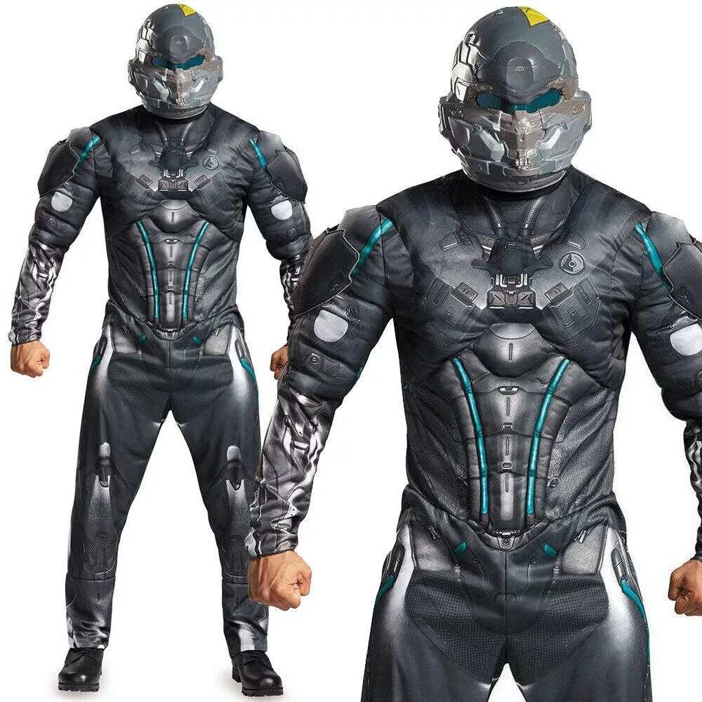 Blue Spartan Locke Muscle Chest Costume – Official Halo Deluxe Outfit for Adults