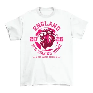 Adults England T-Shirt | Men's & Women's Pink England Lion Print Football Tee | 100% Cotton