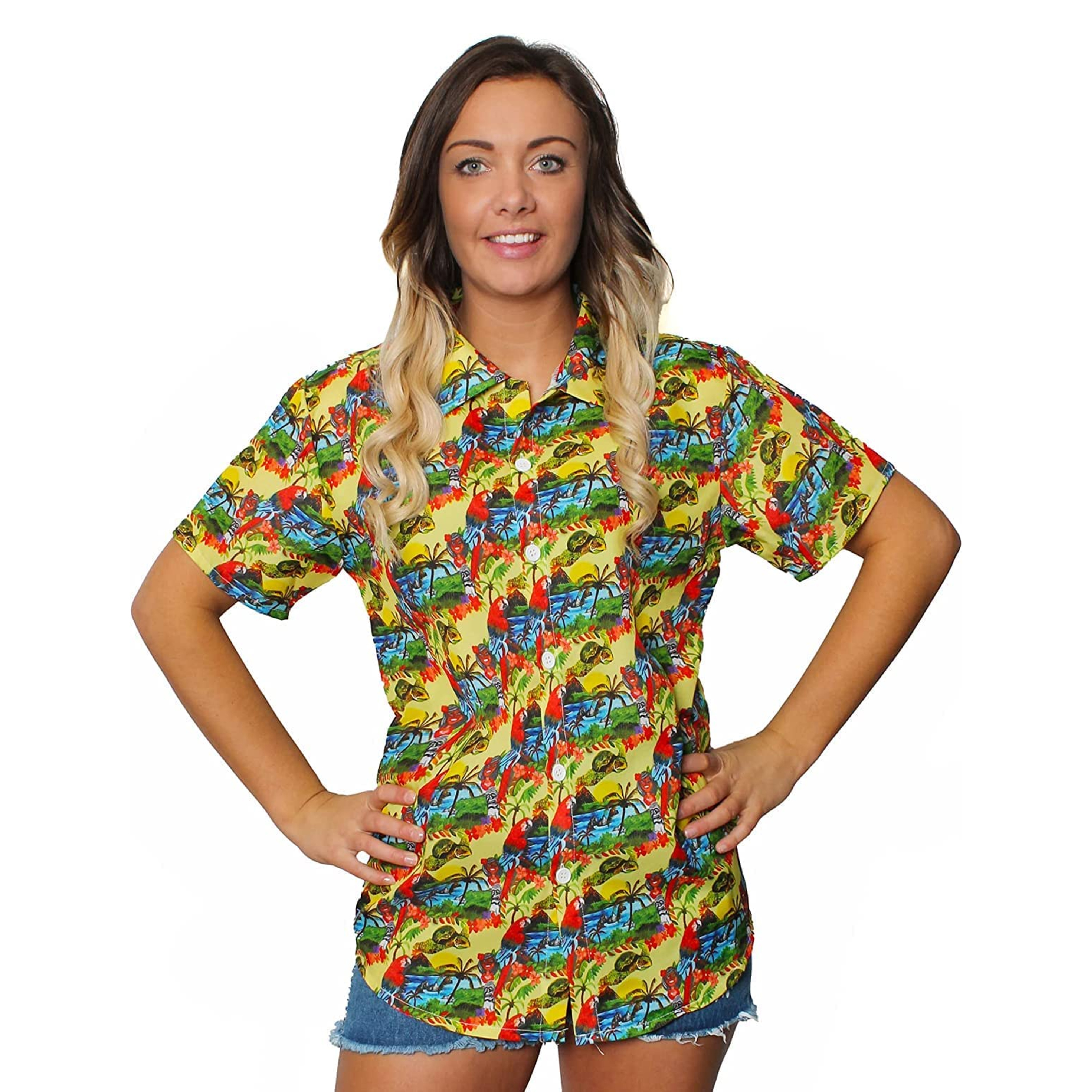 Ladies Yellow Hawaiian Shirt