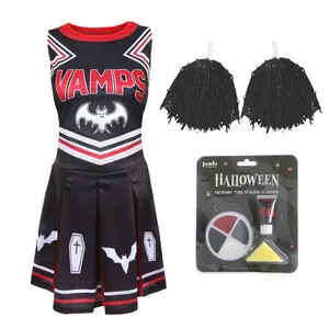 Ladies Halloween Vampire Cheerleader - Facepaint and Pom Poms