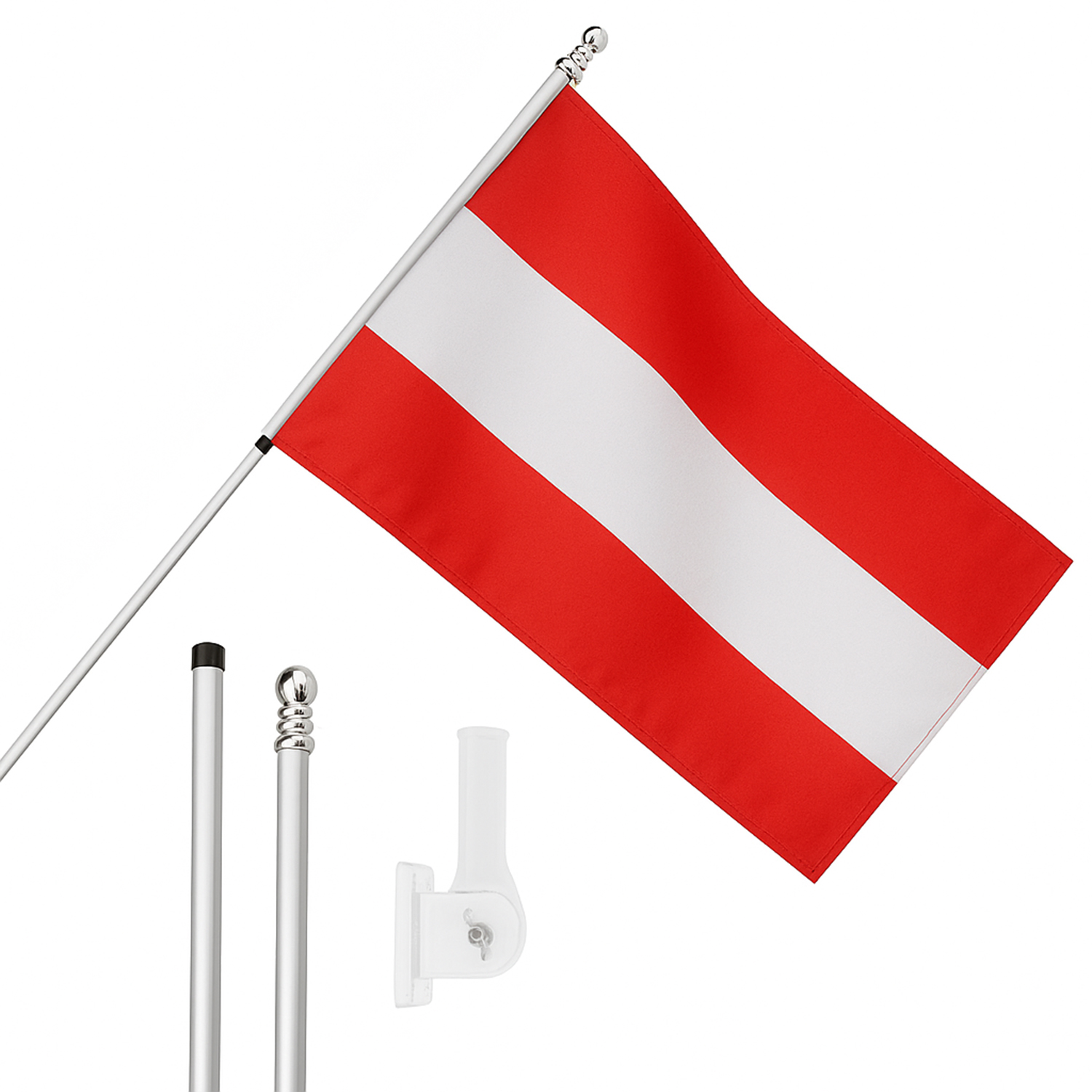 Large 5ft X 3ft Austria Flag with 6ft Pole & Wall Bracket