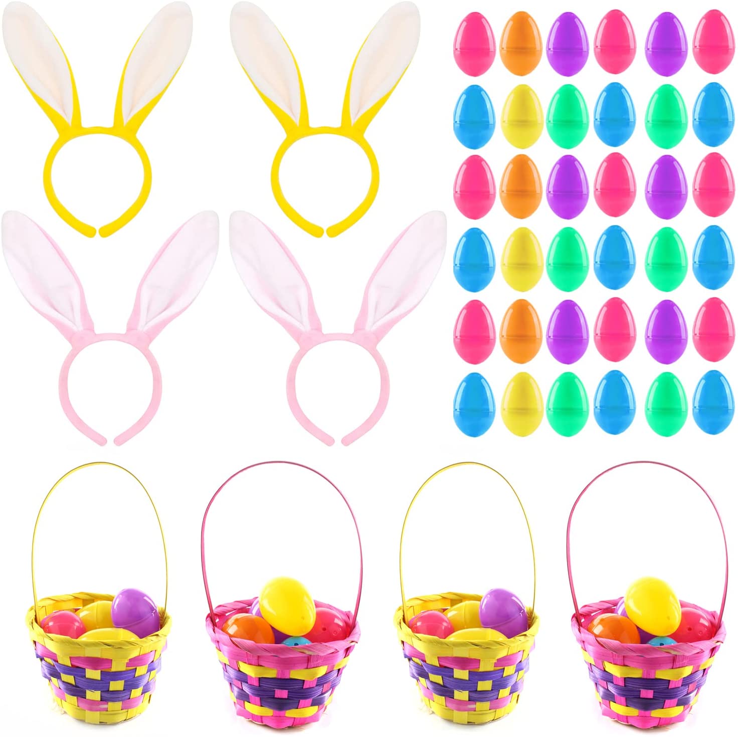 Easter Egg Hunt Pack - 44 Piece Party Pack - Small Baskets