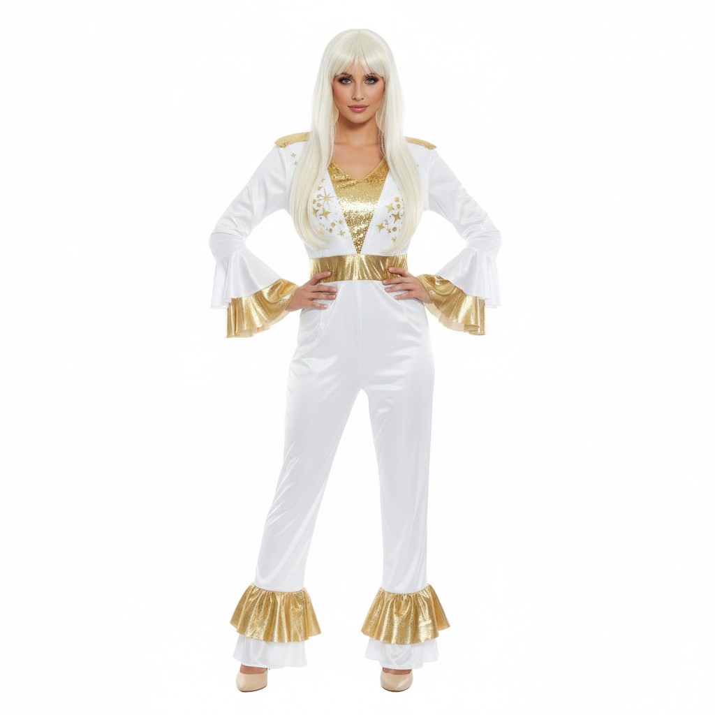 Ladies Disco Queen Costume with Long Blonde Wig