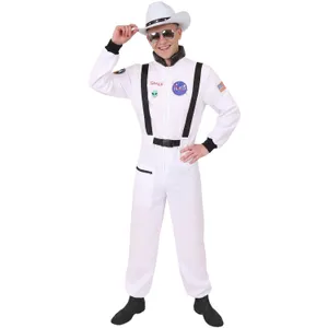 Adults Space Cowboy Costume | 3 Pcs | Space Suit, White Star Studded Hat & Mirrored Glasses