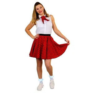 Ladies Short Polka Dot Skirt - Red/Black