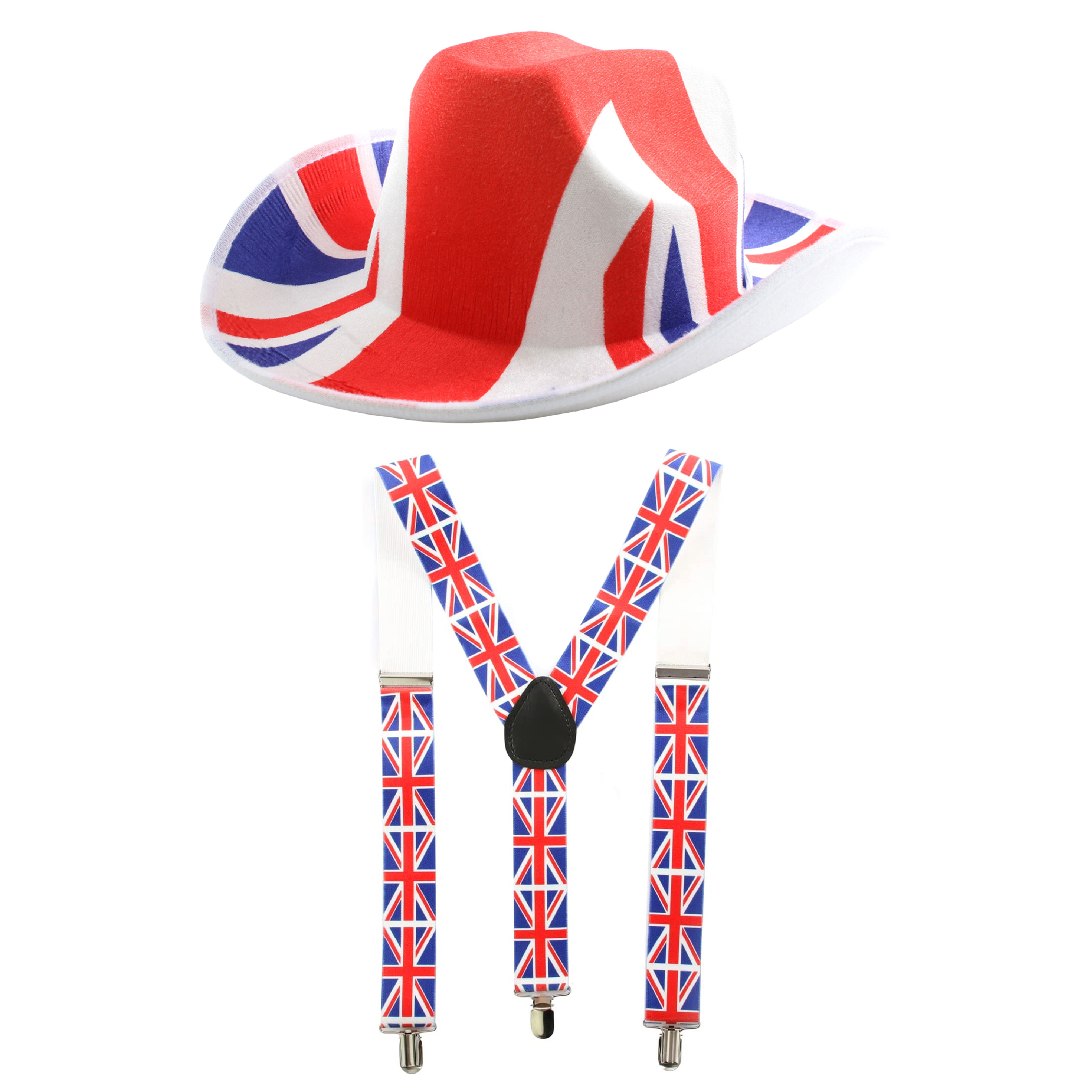 Union Jack Cowboy Hat & Suspenders
