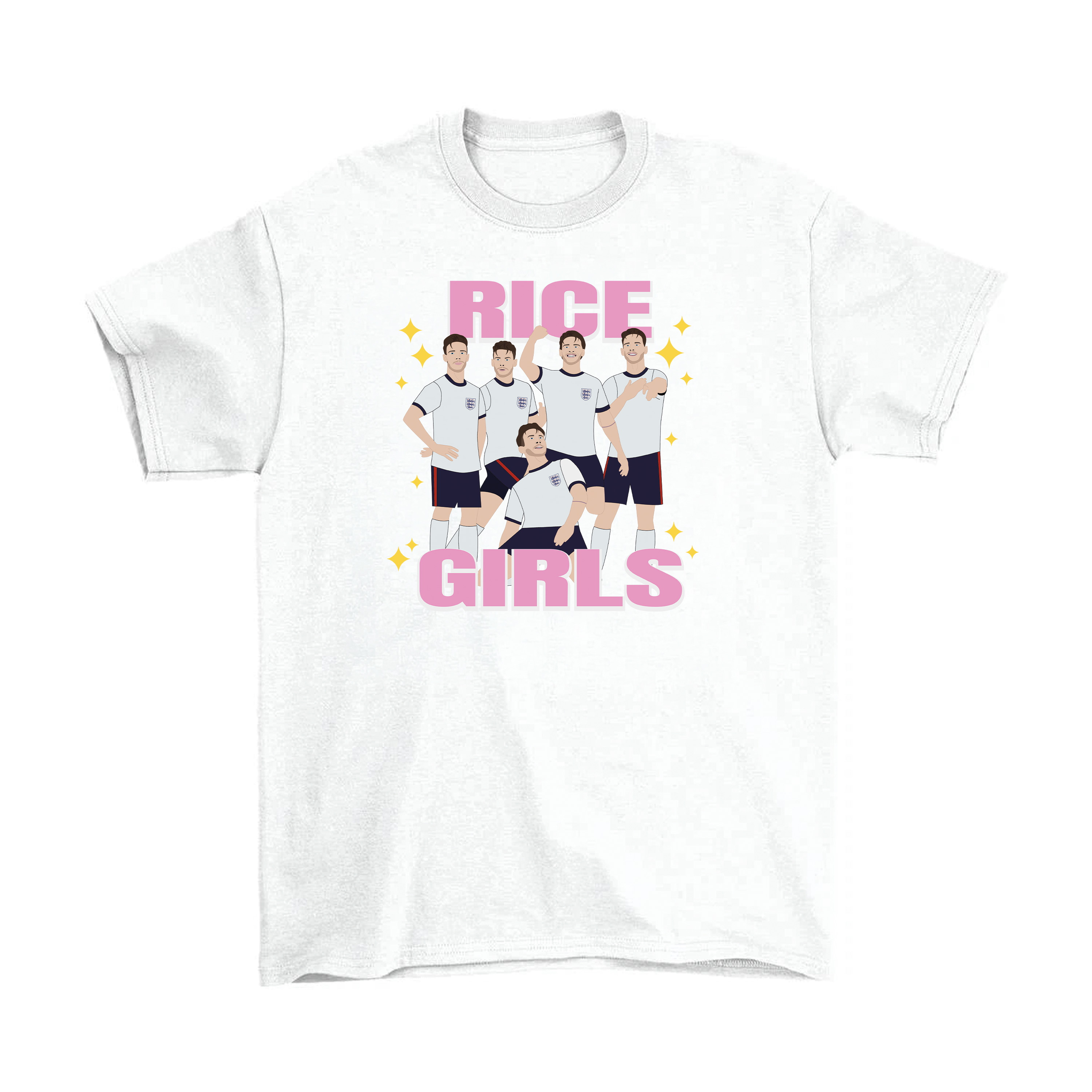 Ladies “Rice Girls” Sparkle Football Baby Tee | Women’s Funny England Supporter Tee | White Slogan Top