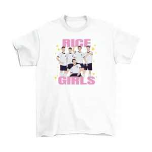 Ladies “Rice Girls” Sparkle Football Baby Tee | Women’s Funny England Supporter Tee | White Slogan Top
