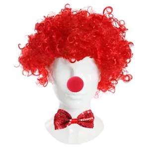Afro 3 Piece Red Nose Day Set - Red Nose, Afro & Sequin Bow Tie