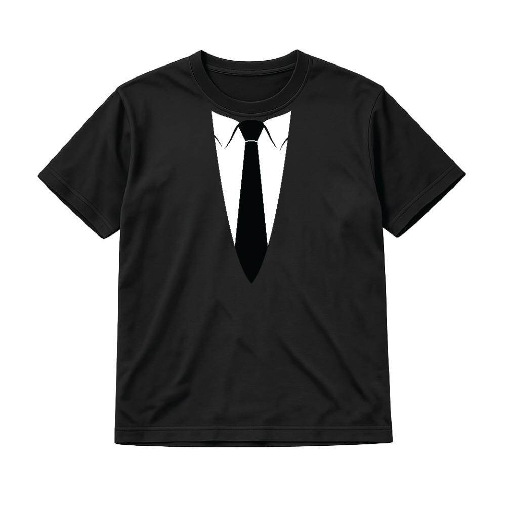 Adults Mr Worldwide Black T-Shirt | Black Tee with Tie Print | 100% Cotton