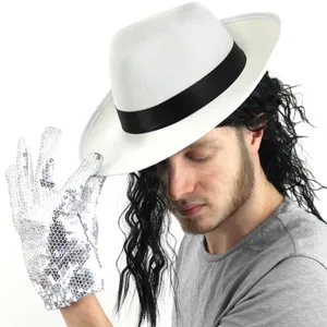 White Trilby Hat with Attached Hair