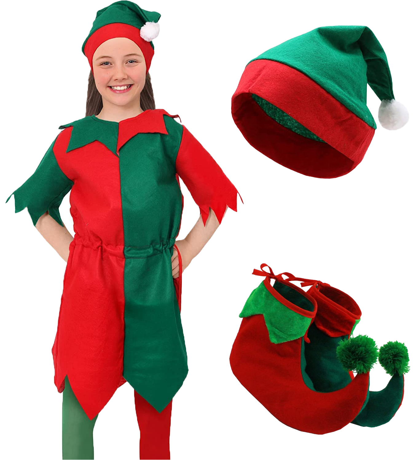 Girls Elf Costume with Elf Boots