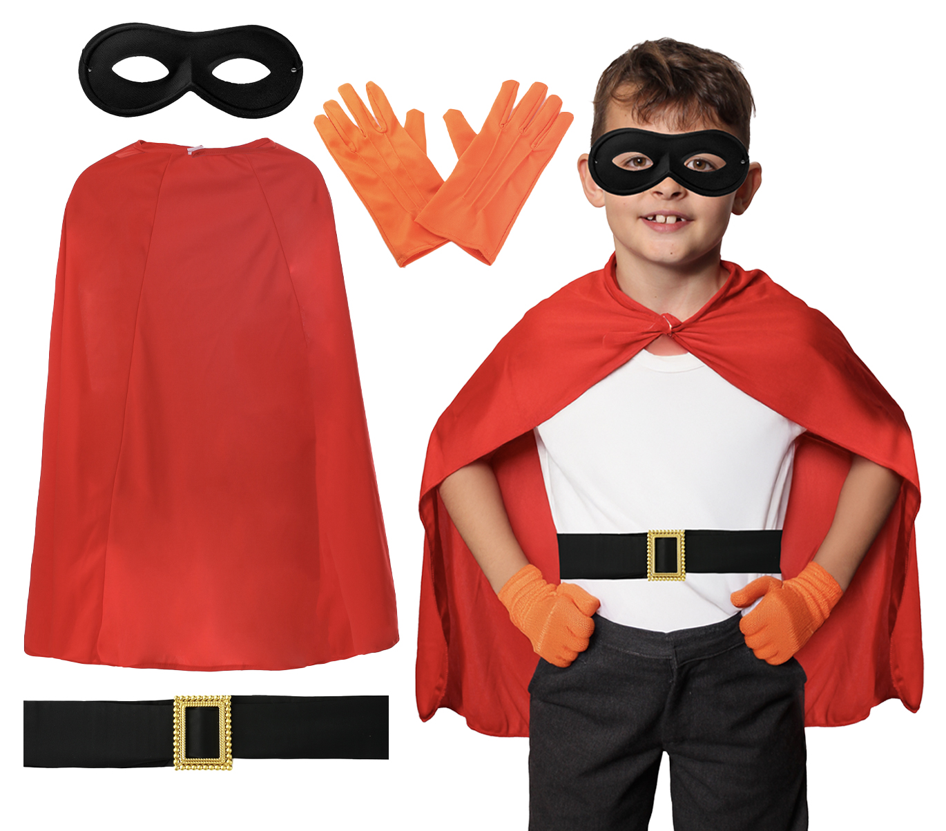 Child's Super Potato Costume Hero Set - Belt, Black Mask & Gloves