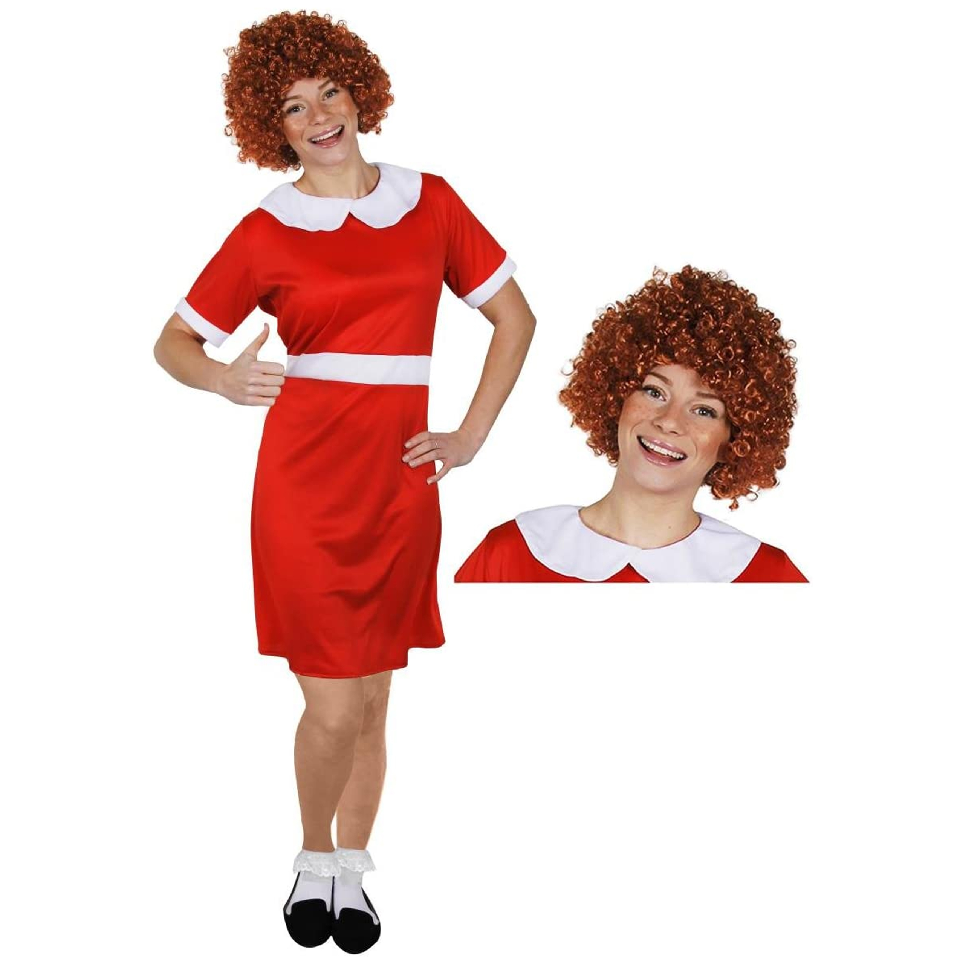Ladies Orphan Girl Costume + Wig & Socks